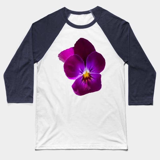 Purple Violet Flower Photo Baseball T-Shirt by ellenhenryart